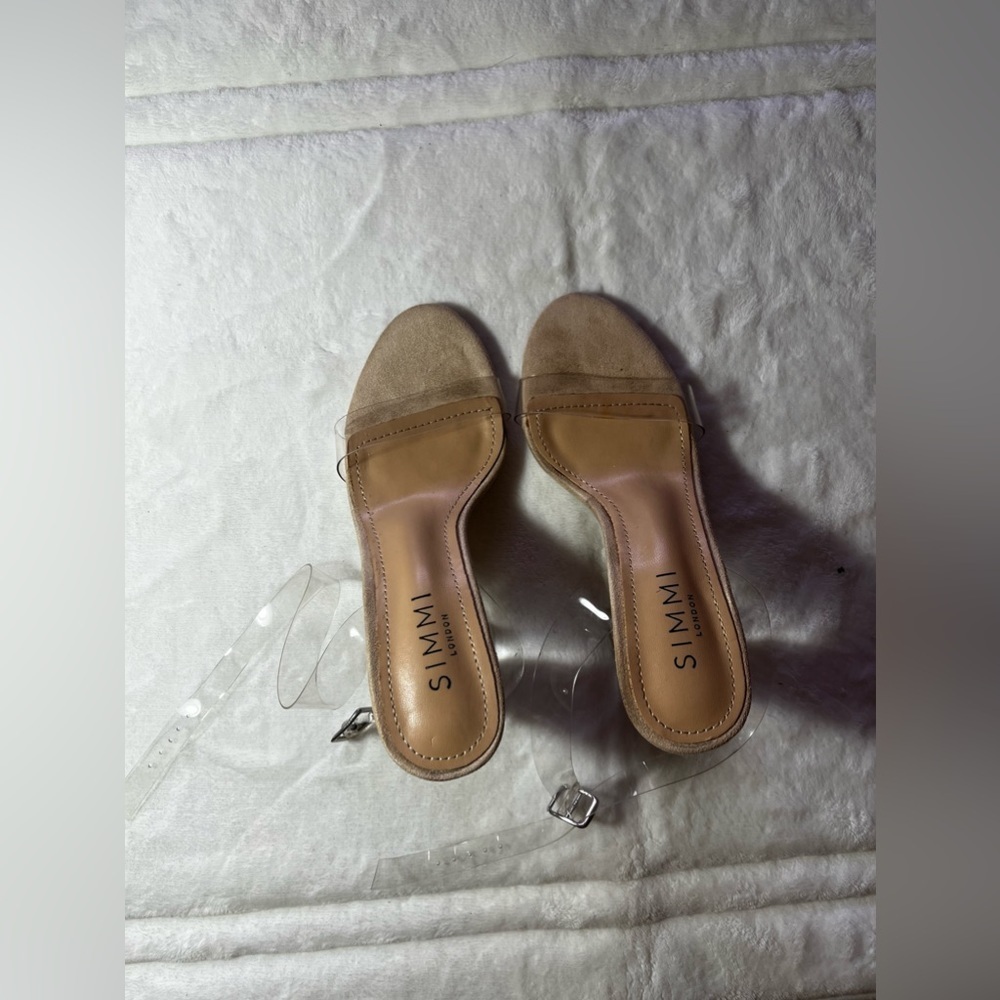 simmi London heels clear heel  snake Vera! Size 5 color nude suede clear - Picture 10 of 14